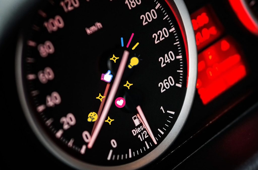 Speedometer representing page speed of a website