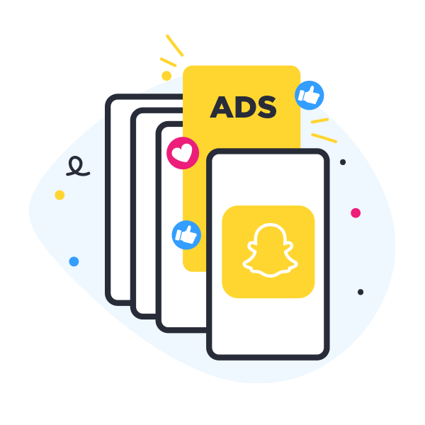 Snapchat ads shown as different slides, with the Snapchat logo displayed prominently on the first slide | The Digital Advert Agency